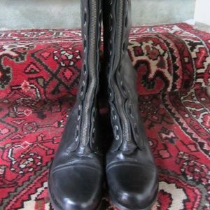 BX by BRONX BLACK LEATHER TALL COMBAT BOOTS sz9.5